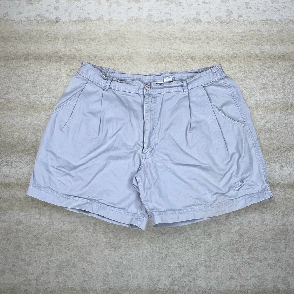 Vintage 90s Nike Khakis Shorts 36x7 Baggy Fit Pale Blue Early